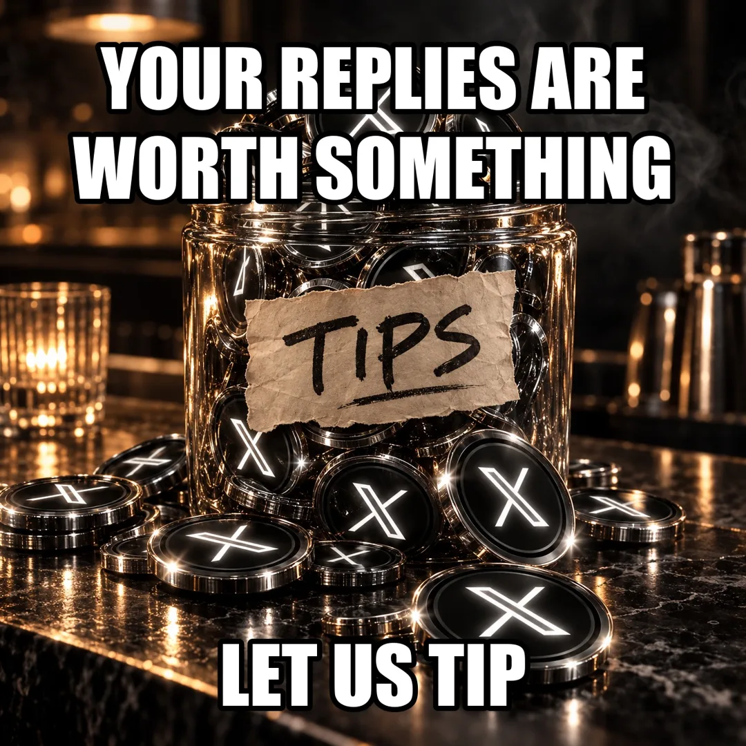 Meme: your replies are worth something, a glass tip jar full of X coins, let us tip